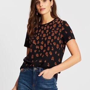 Scotch & Soda Black Leopard Print Crewneck T-Shirt M